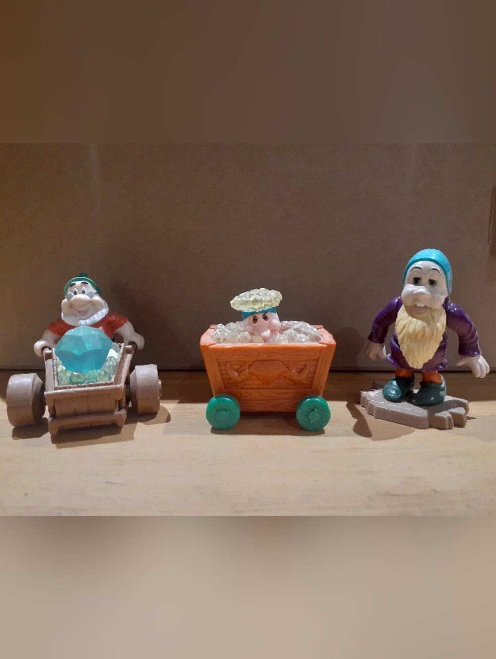 Vintage Walt Disney Company McDonald Dwarf Toys Doc Grumpy Sleepy Mining Themed